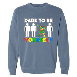 Dabbing Dare to be Yourself Autism Awareness Garment-Dyed Sweatshirt