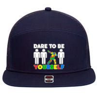 Dabbing Dare to be Yourself Autism Awareness 7 Panel Mesh Trucker Snapback Hat