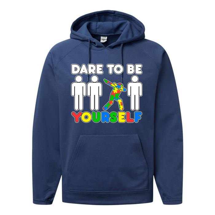 Dabbing Dare to be Yourself Autism Awareness Performance Fleece Hoodie