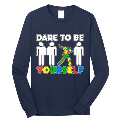 Dabbing Dare to be Yourself Autism Awareness Long Sleeve Shirt