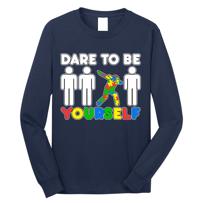 Dabbing Dare to be Yourself Autism Awareness Long Sleeve Shirt