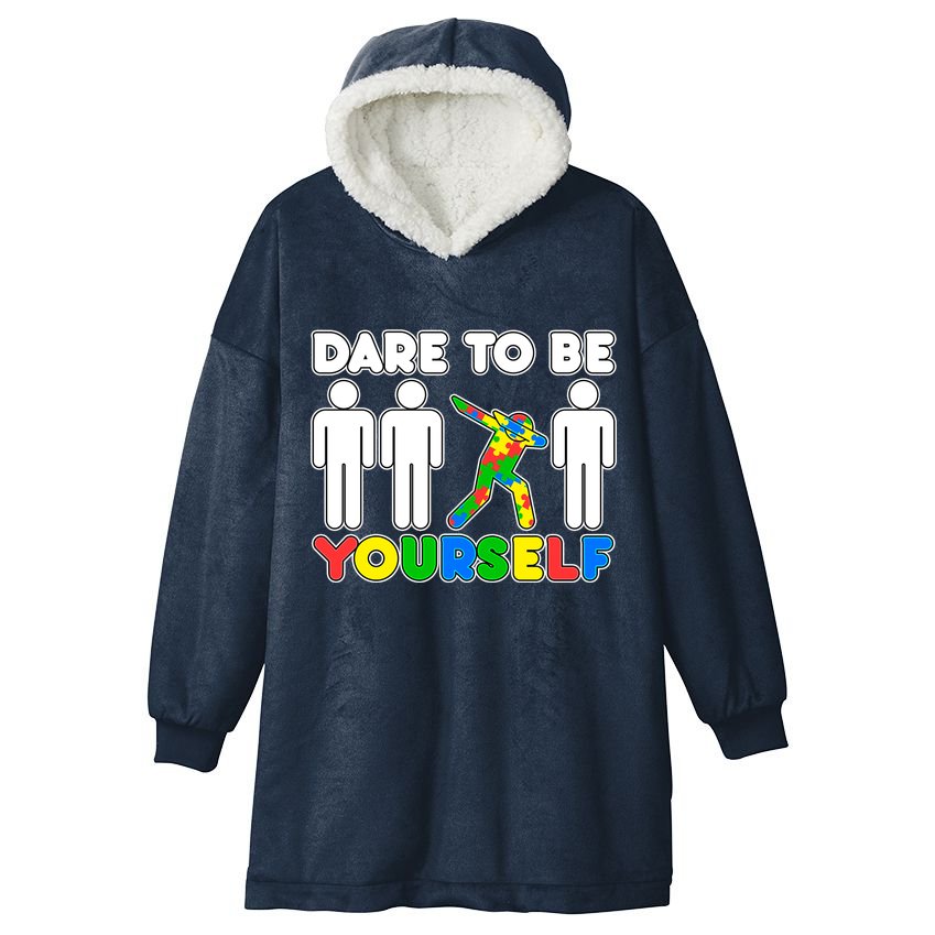 Dabbing Dare to be Yourself Autism Awareness Hooded Wearable Blanket