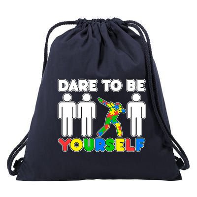 Dabbing Dare to be Yourself Autism Awareness Drawstring Bag