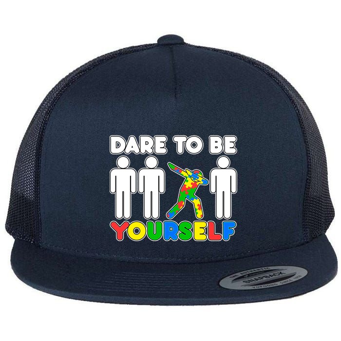 Dabbing Dare to be Yourself Autism Awareness Flat Bill Trucker Hat