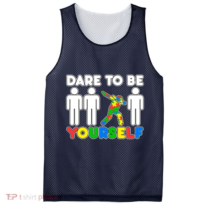 Dabbing Dare to be Yourself Autism Awareness Mesh Reversible Basketball Jersey Tank