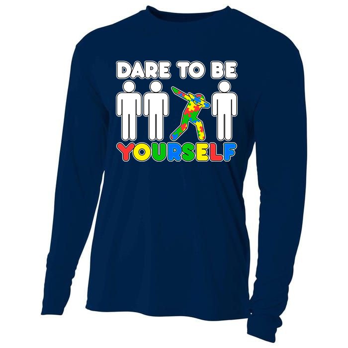 Dabbing Dare to be Yourself Autism Awareness Cooling Performance Long Sleeve Crew