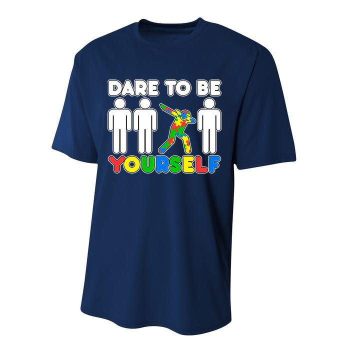 Dabbing Dare to be Yourself Autism Awareness Performance Sprint T-Shirt