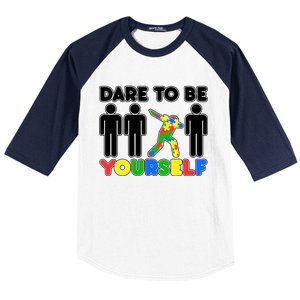 Dabbing Dare to be Yourself Autism Awareness Baseball Sleeve Shirt