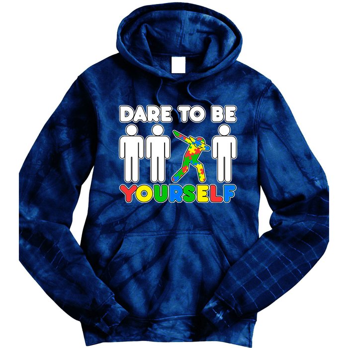 Dabbing Dare to be Yourself Autism Awareness Tie Dye Hoodie