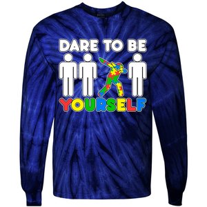 Dabbing Dare to be Yourself Autism Awareness Tie-Dye Long Sleeve Shirt