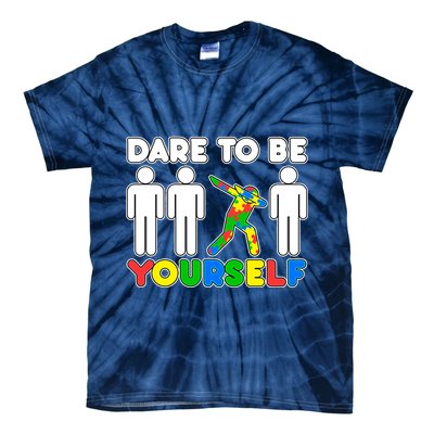 Dabbing Dare to be Yourself Autism Awareness Tie-Dye T-Shirt