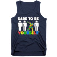 Dabbing Dare to be Yourself Autism Awareness Tank Top