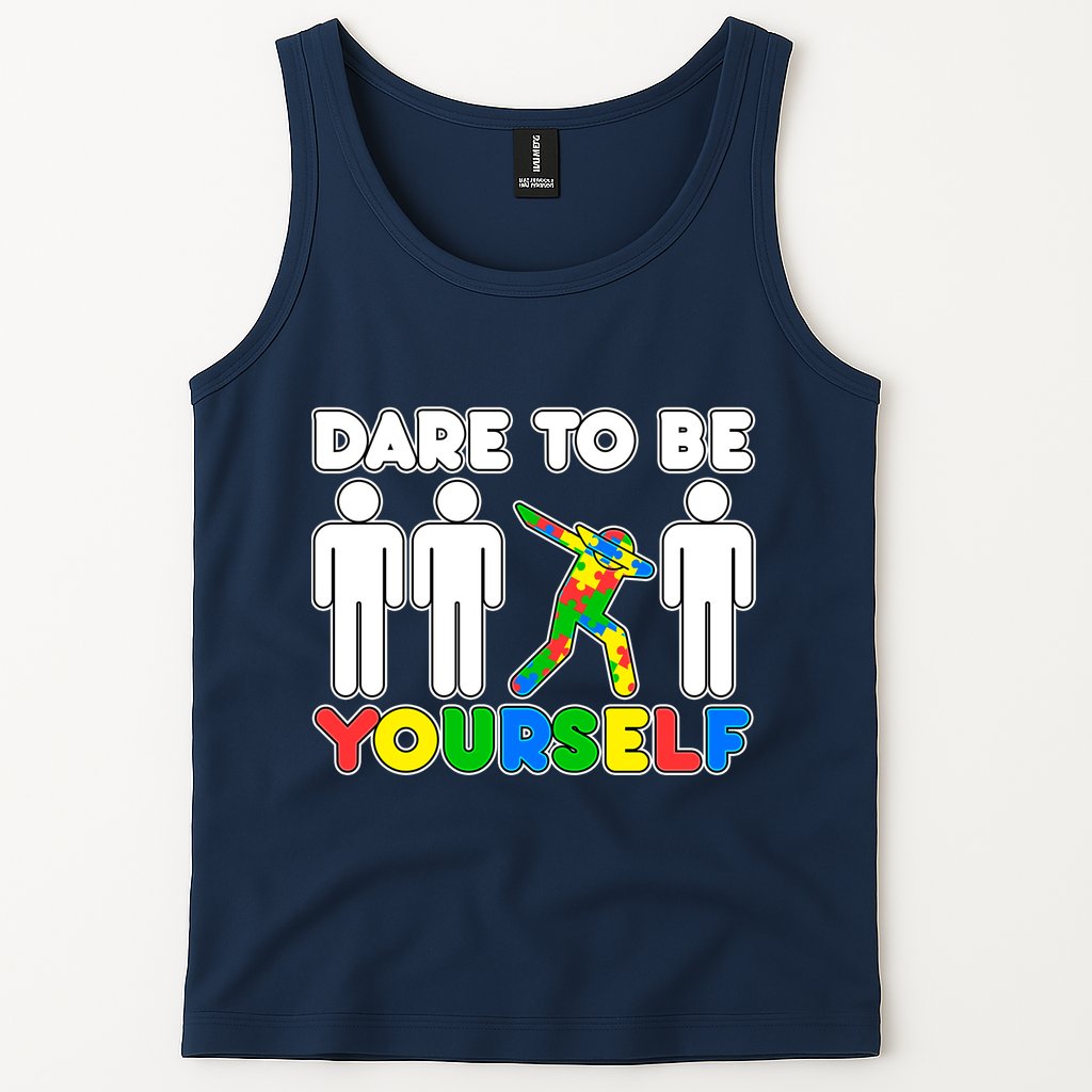 Dabbing Dare to be Yourself Autism Awareness Tank Top