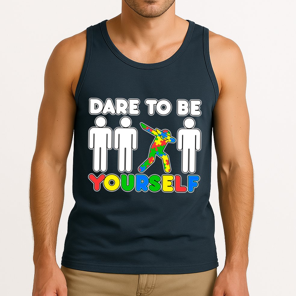 Dabbing Dare to be Yourself Autism Awareness Tank Top