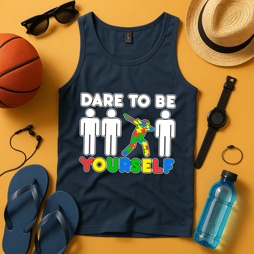 Dabbing Dare to be Yourself Autism Awareness Tank Top