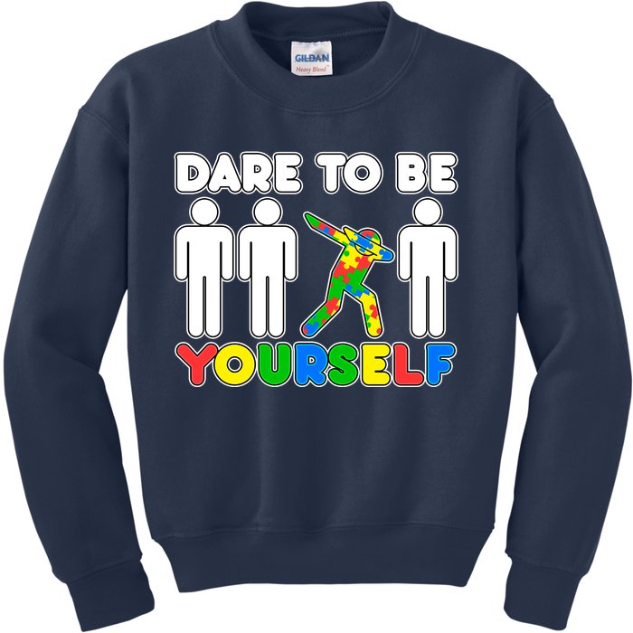 Dabbing Dare to be Yourself Autism Awareness Kids Sweatshirt