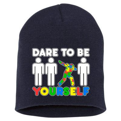 Dabbing Dare to be Yourself Autism Awareness Short Acrylic Beanie