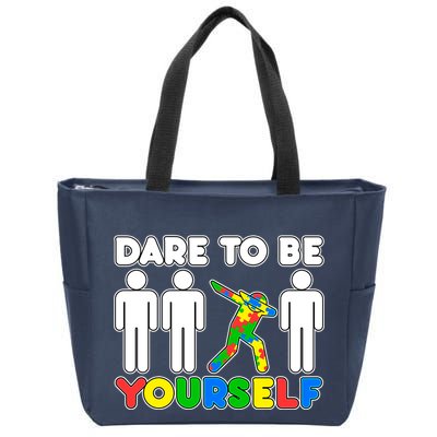 Dabbing Dare to be Yourself Autism Awareness Zip Tote Bag