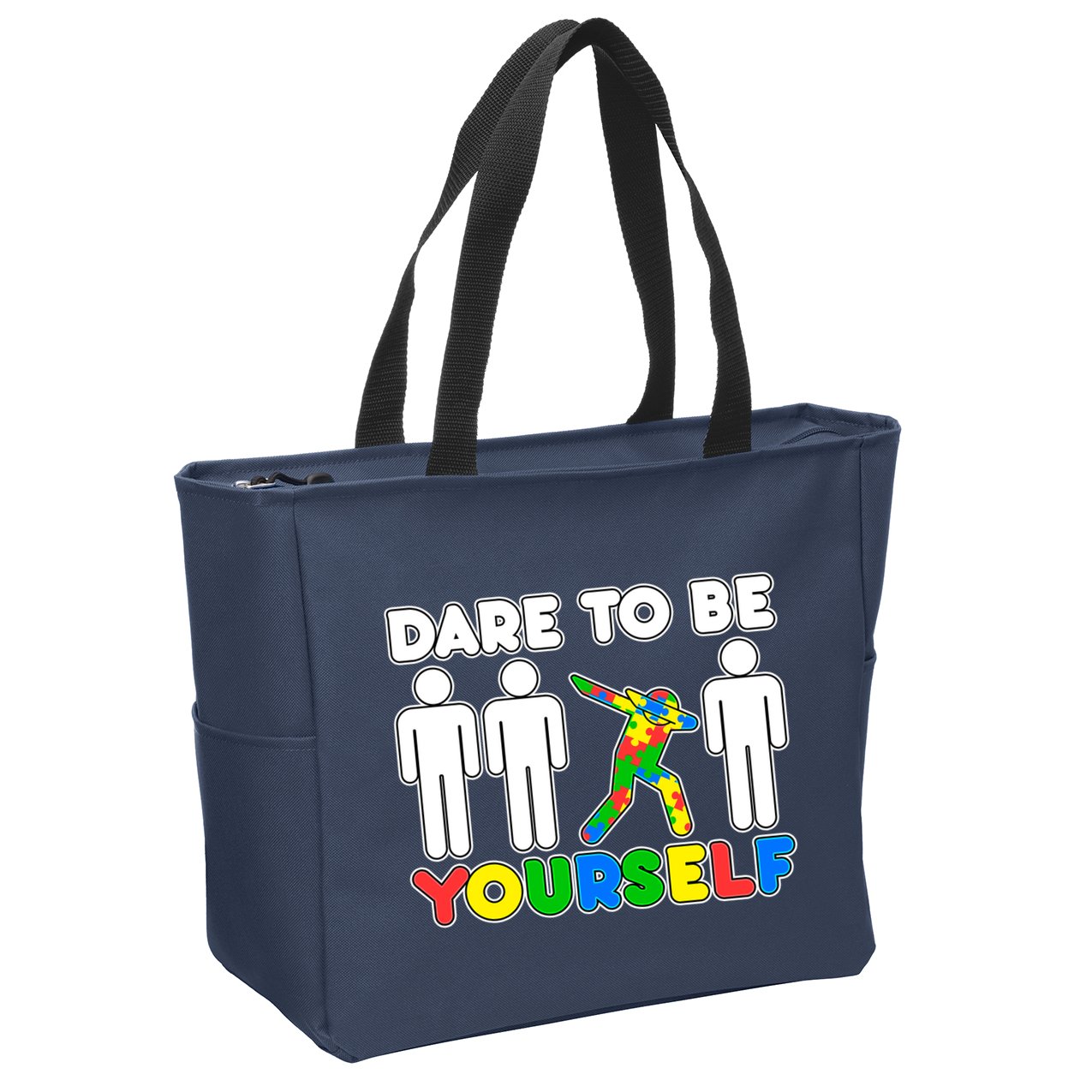 Dabbing Dare to be Yourself Autism Awareness Zip Tote Bag