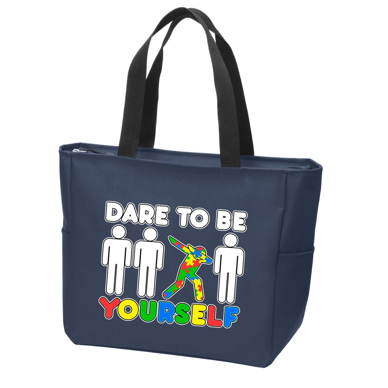 Dabbing Dare to be Yourself Autism Awareness Zip Tote Bag
