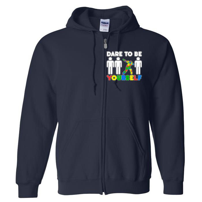 Dabbing Dare to be Yourself Autism Awareness Full Zip Hoodie