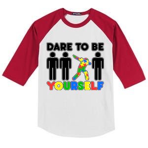 Dabbing Dare to be Yourself Autism Awareness Kids Colorblock Raglan Jersey