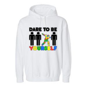 Dabbing Dare to be Yourself Autism Awareness Garment-Dyed Fleece Hoodie