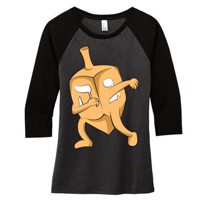 Dabbing Dreidel Women's Tri-Blend 3/4-Sleeve Raglan Shirt