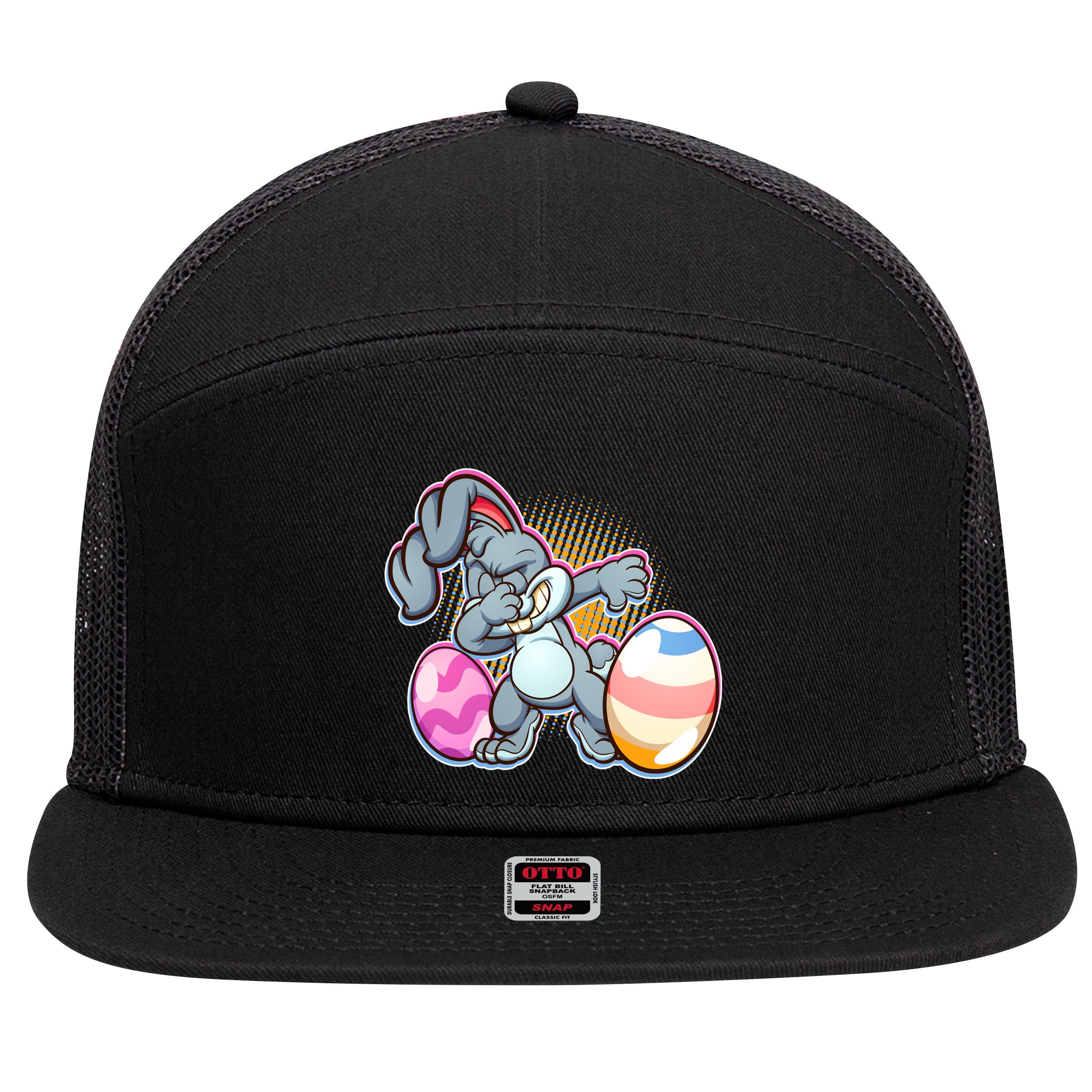 Dabbing Easter Bunny 7 Panel Mesh Trucker Snapback Hat