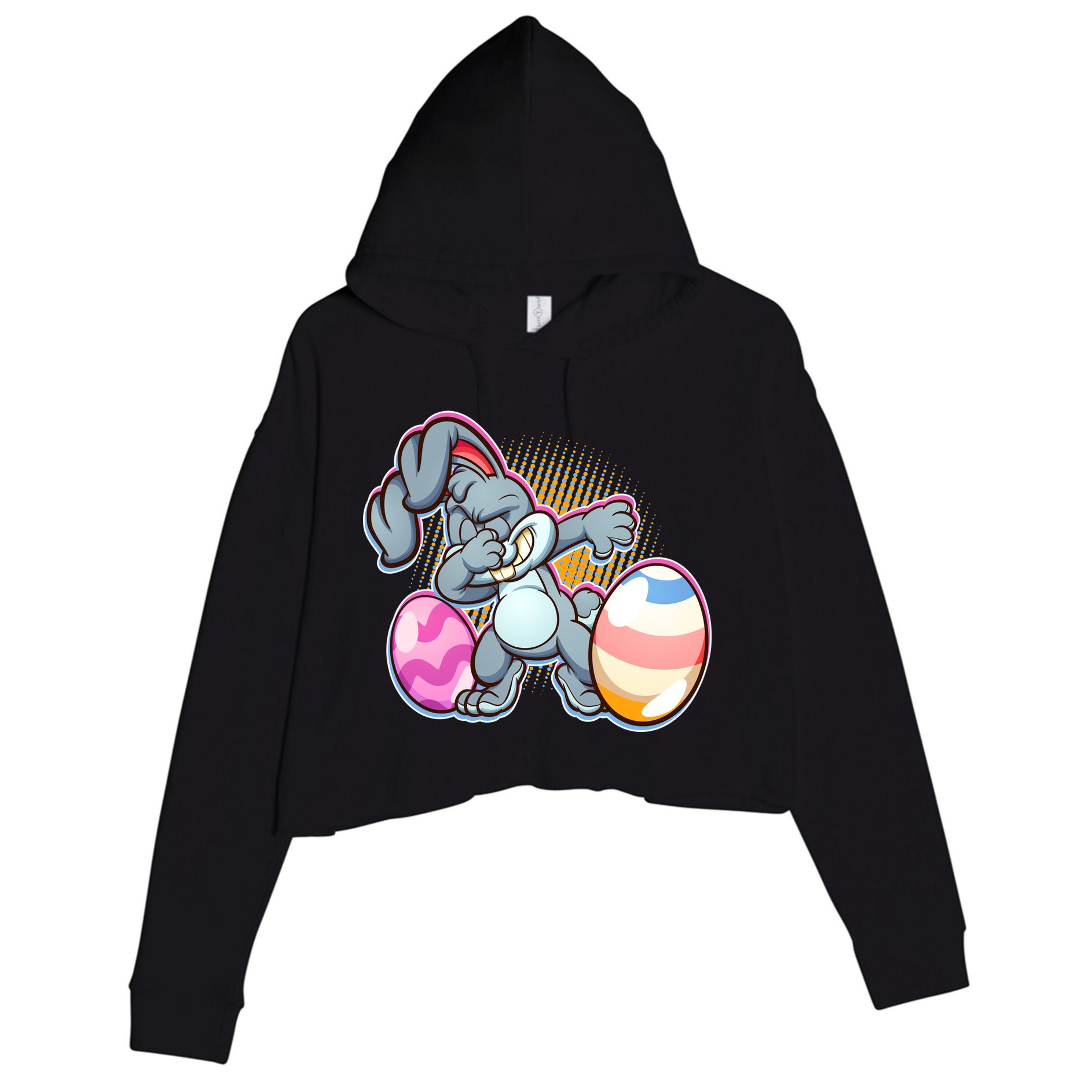 Dabbing Easter Bunny Crop Fleece Hoodie