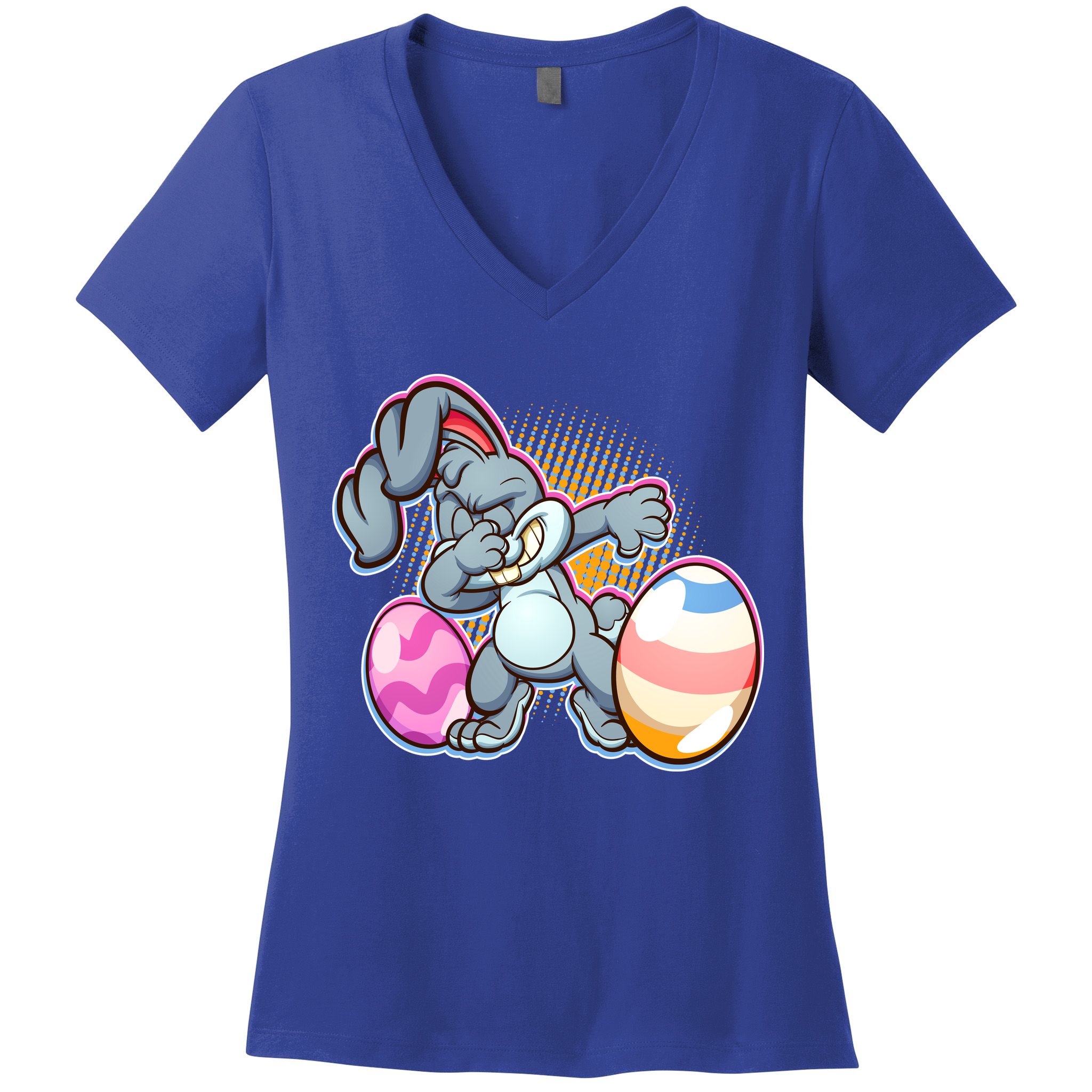 Dabbing Easter Bunny Women's V-Neck T-Shirt