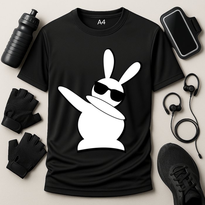 Dabbing Easter Bunny Waring Shades Cooling Performance Crew T-Shirt