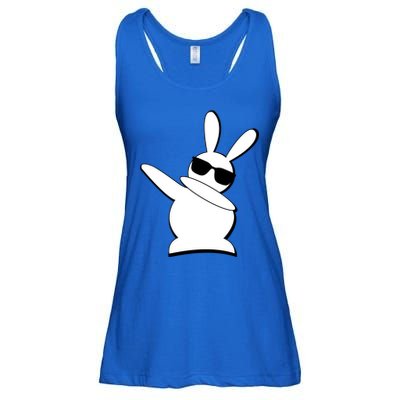 Dabbing Easter Bunny Waring Shades Ladies Essential Flowy Tank