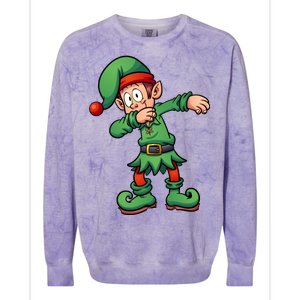 Dabbing Elf Christmas Santa Hat Colorblast Crewneck Sweatshirt