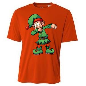 Dabbing Elf Christmas Santa Hat Cooling Performance Crew T-Shirt