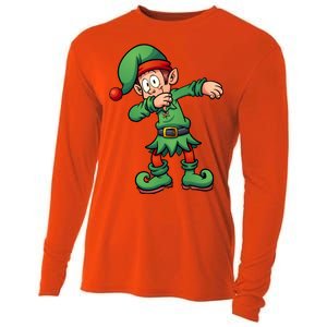 Dabbing Elf Christmas Santa Hat Cooling Performance Long Sleeve Crew