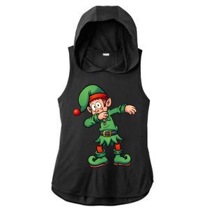 Dabbing Elf Christmas Santa Hat Ladies PosiCharge Tri-Blend Wicking Draft Hoodie Tank