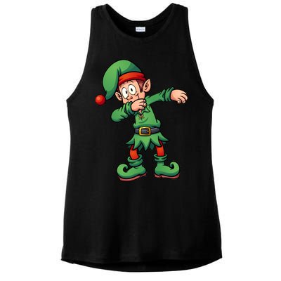 Dabbing Elf Christmas Santa Hat Ladies PosiCharge Tri-Blend Wicking Tank