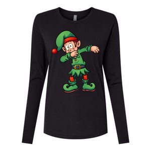 Dabbing Elf Christmas Santa Hat Womens Cotton Relaxed Long Sleeve T-Shirt