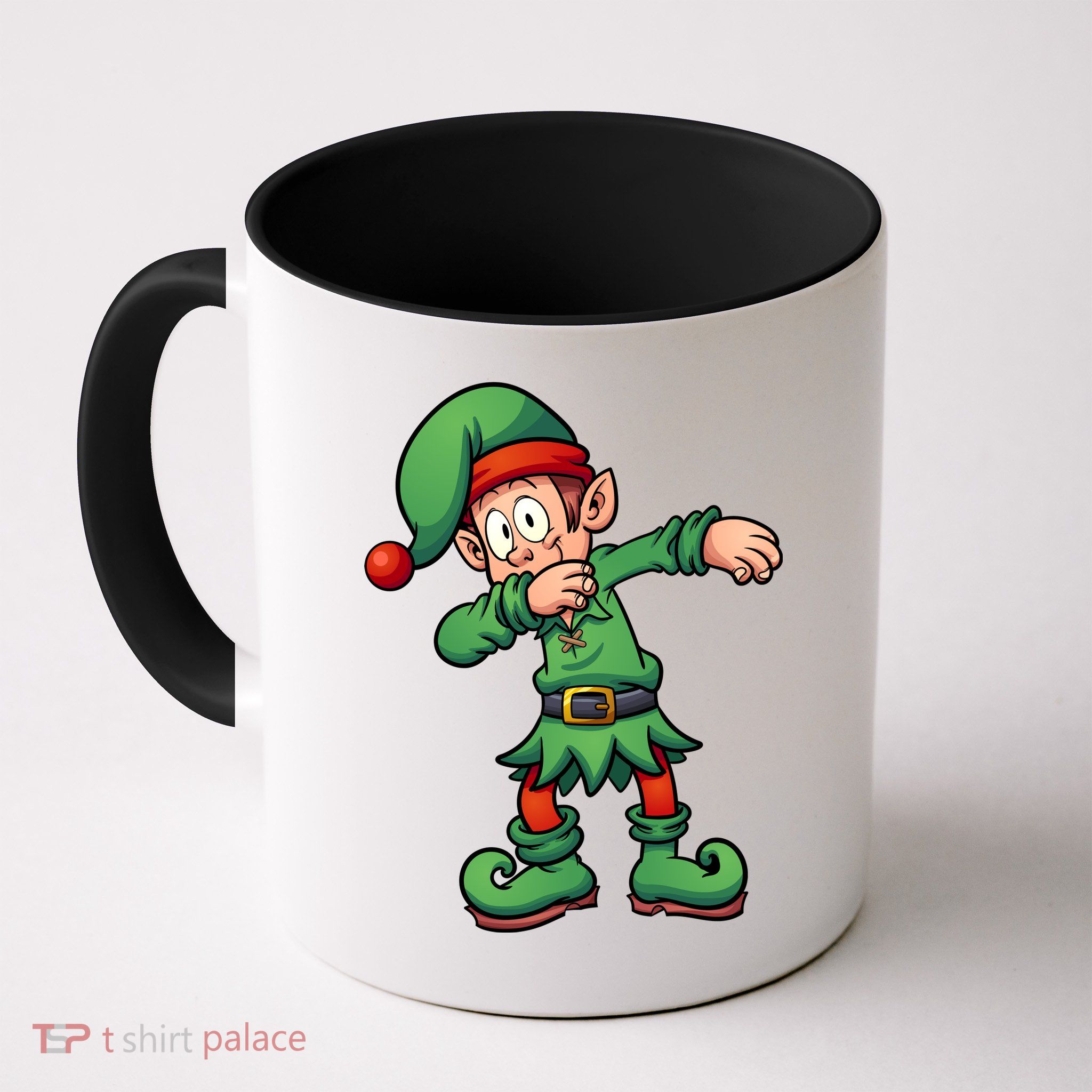 Dabbing Elf Christmas Santa Hat Mug