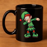 Dabbing Elf Christmas Santa Hat 11oz C Handle Ceramic Mug