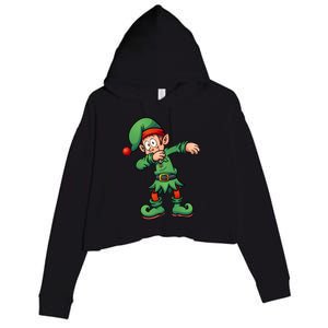 Dabbing Elf Christmas Santa Hat Crop Fleece Hoodie