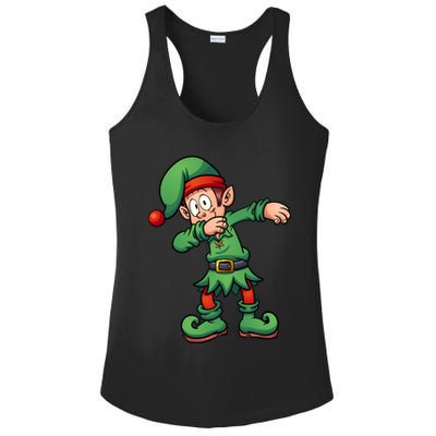 Dabbing Elf Christmas Santa Hat Ladies PosiCharge Competitor Racerback Tank