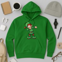 Dabbing Elf Christmas Santa Hat Hoodie
