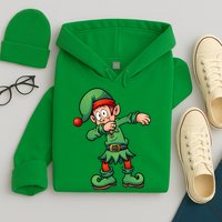 Dabbing Elf Christmas Santa Hat Hoodie