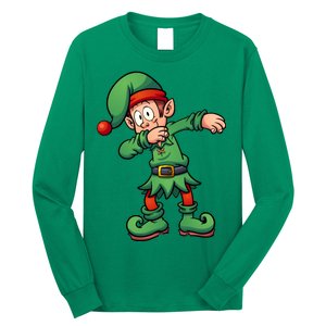 Dabbing Elf Christmas Santa Hat Long Sleeve Shirt