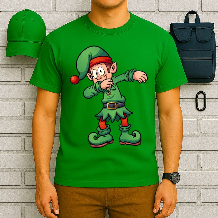 Dabbing Elf Christmas Santa Hat T-Shirt