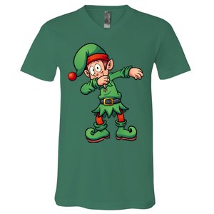 Dabbing Elf Christmas Santa Hat V-Neck T-Shirt