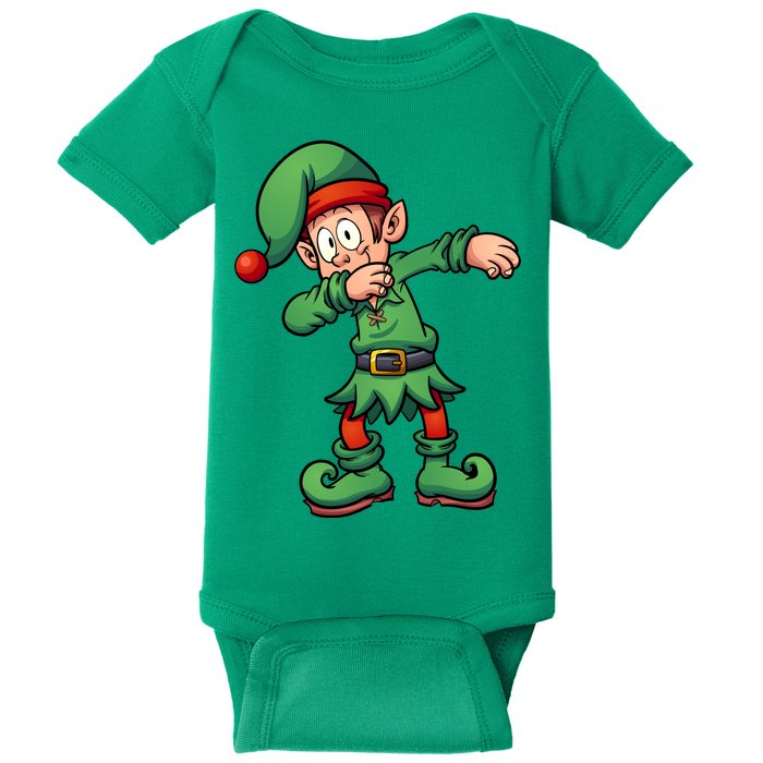 Dabbing Elf Christmas Santa Hat Baby Bodysuit