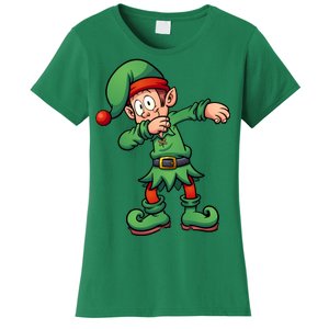 Dabbing Elf Christmas Santa Hat Women's T-Shirt